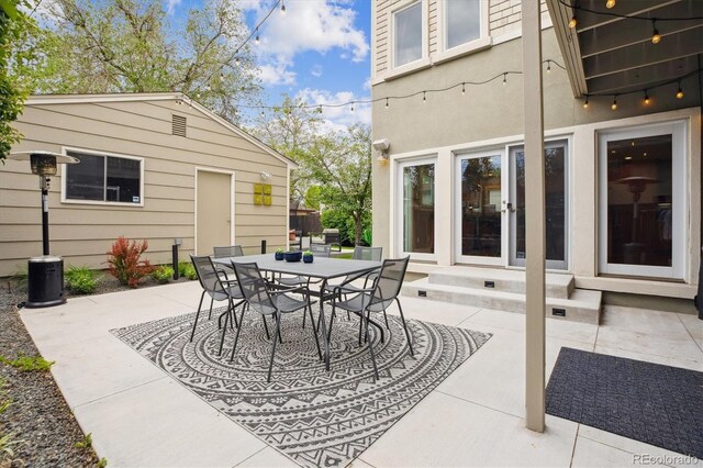 1526 S Gaylord St, Denver, CO 80210 - view of patio / terrace with entry steps and outdoor dining area