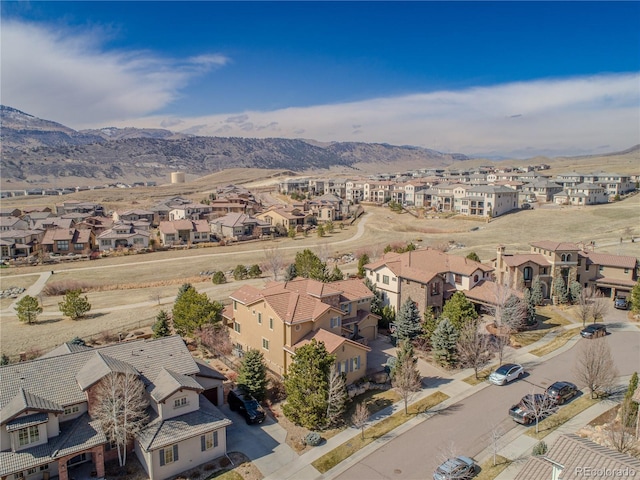 birds eye view of property featuring a residential view and a mountain view