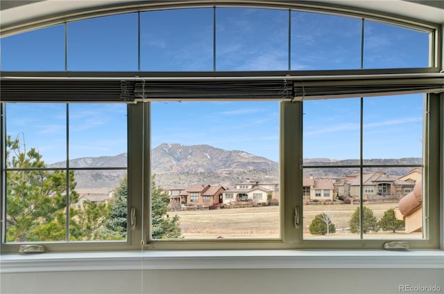 room details with a residential view and a mountain view