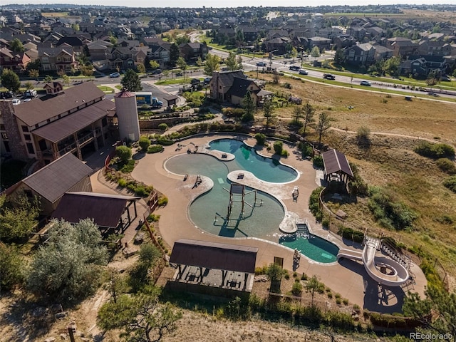 drone / aerial view with a residential view