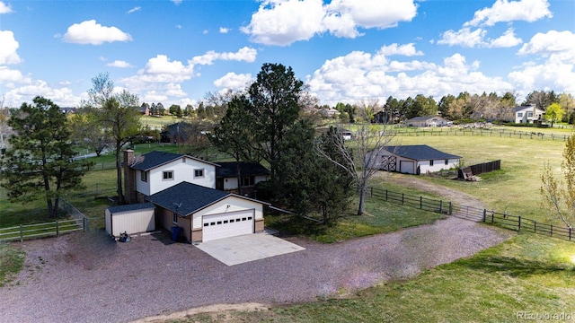 aerial view of sparsely populated area with a pastoral area