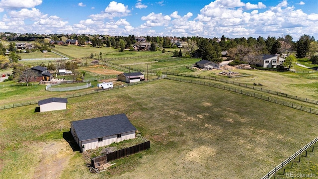 aerial view of sparsely populated area with a pastoral area