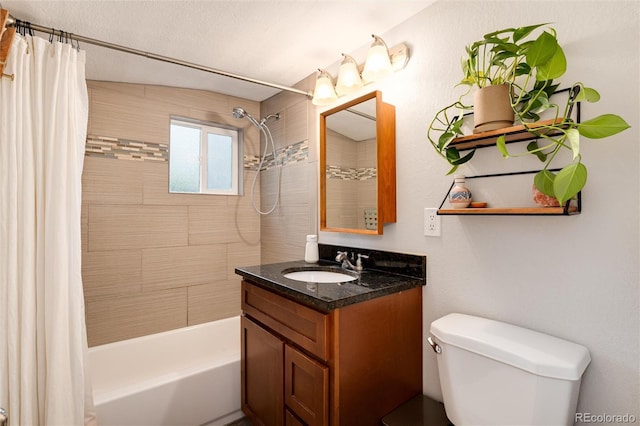 3175 S Pennsylvania St, Englewood, CO 80113 - full bathroom featuring shower / bathtub combination with curtain, vanity, and toilet