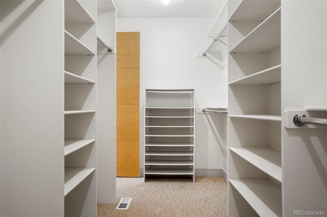 walk in closet featuring carpet and visible vents