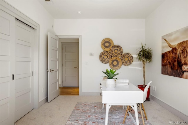 view of carpeted dining room