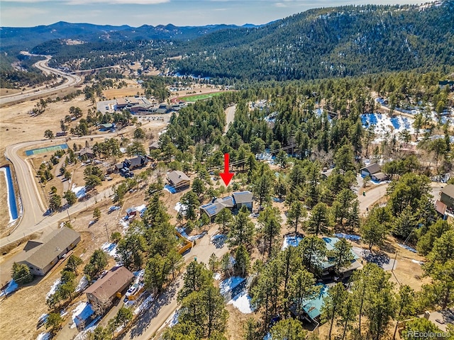 bird's eye view featuring a mountain view