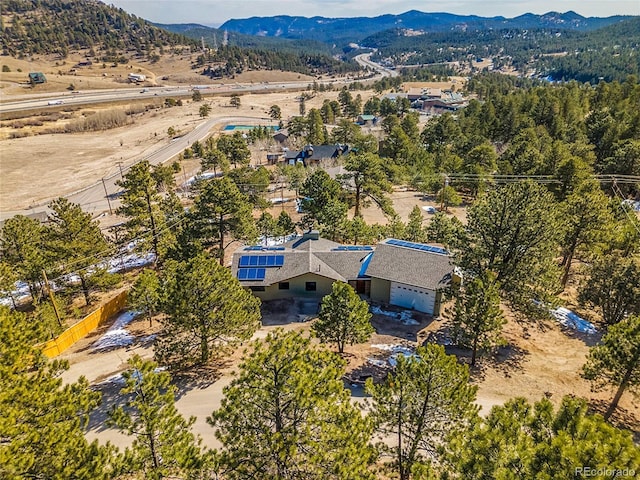 aerial view with a mountain view