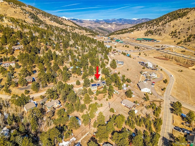 drone / aerial view with a mountain view