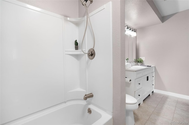 16359 W 10th Ave Unit T1, Golden, CO 80401 - full bathroom with vanity, tile patterned flooring, toilet, bathtub / shower combination, and baseboards