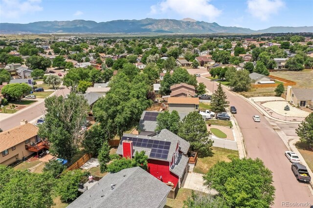 1024 Bromefield Dr, Fountain, CO 80817 - aerial perspective of suburban area featuring a mountainous background