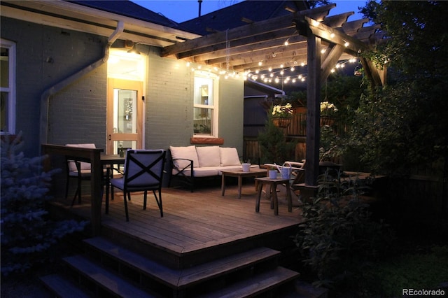 2445 N Franklin St, Denver, CO 80205 - wooden deck with outdoor lounge area and a pergola