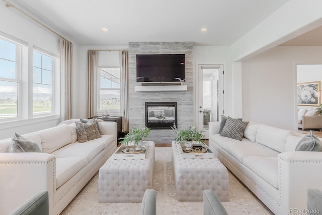 2141 Fountain Cir, Erie, CO 80516 - living room with a fireplace and recessed lighting