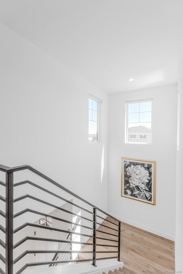 2141 Fountain Cir, Erie, CO 80516 - stairway with wood finished floors and baseboards