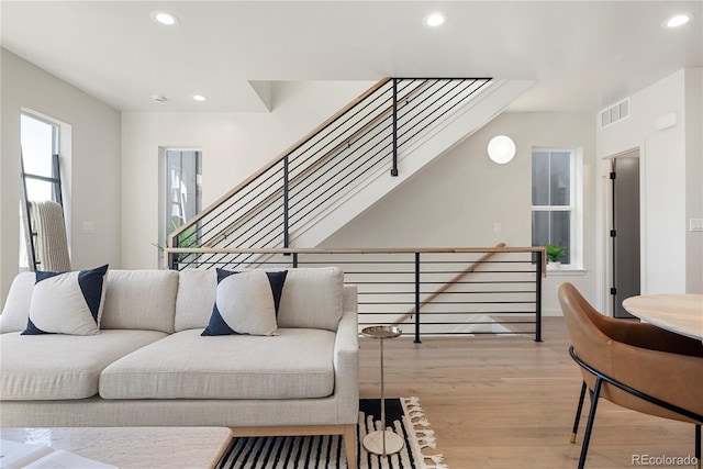 living room featuring light hardwood / wood-style floors