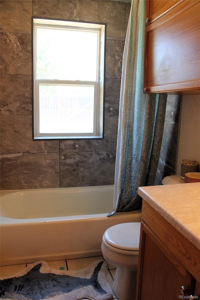 933 Skeel St, Brighton, CO 80601 - bathroom featuring vanity, shower / bath combo with shower curtain, and tile patterned flooring
