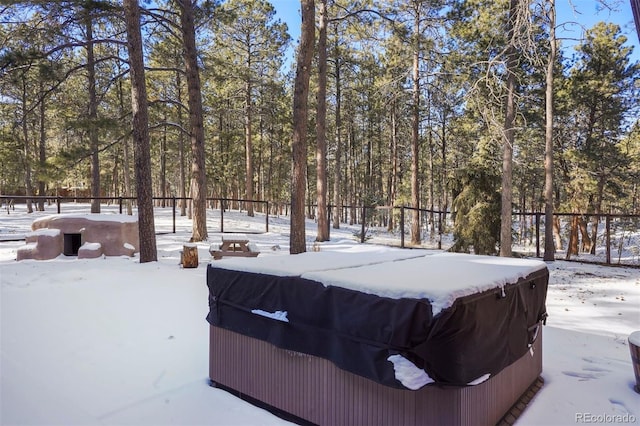 view of yard covered in snow