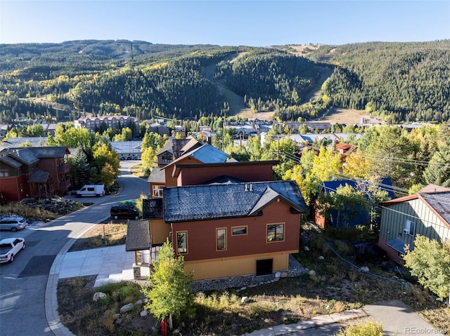 aerial view with a mountain view