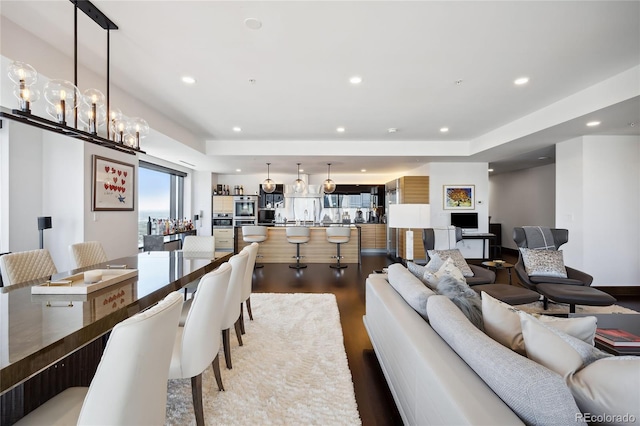 living room with hardwood / wood-style flooring