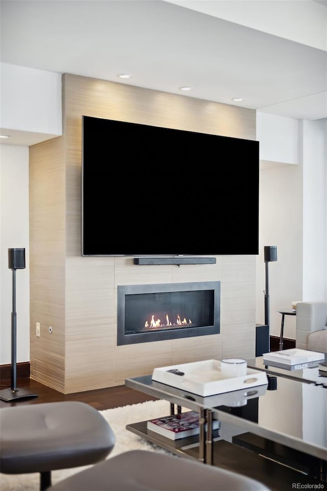 living room with hardwood / wood-style flooring