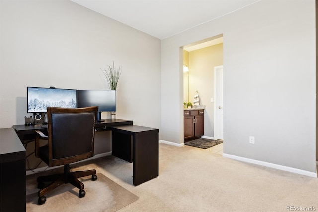 view of carpeted home office