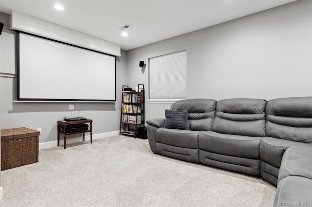 view of carpeted home theater room