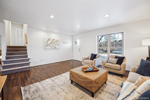 living room with hardwood / wood-style floors