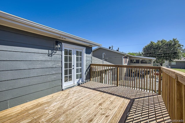 wooden terrace with french doors