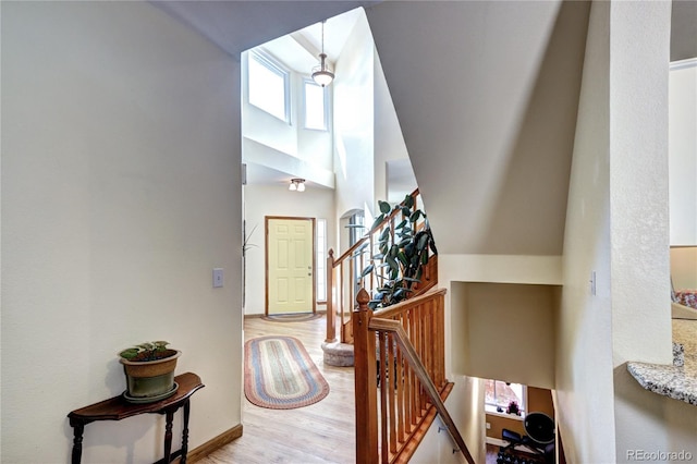 1313 Iris Cir, Broomfield, CO 80020 - entrance foyer with light wood finished floors and a high ceiling