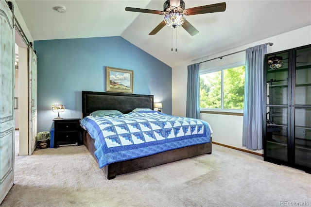 1313 Iris Cir, Broomfield, CO 80020 - bedroom featuring carpet, lofted ceiling, and ceiling fan