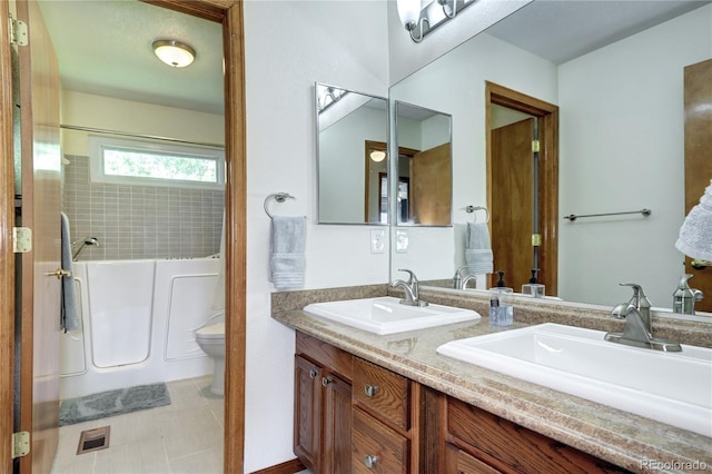 1313 Iris Cir, Broomfield, CO 80020 - full bathroom featuring double vanity and tub / shower combination