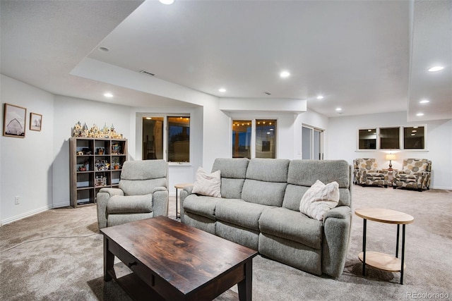 9980 Newton Ct, Westminster, CO 80031 - living area with baseboards, visible vents, recessed lighting, and carpet floors