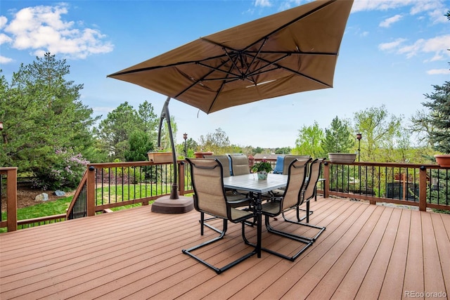 9980 Newton Ct, Westminster, CO 80031 - wooden terrace with outdoor dining area
