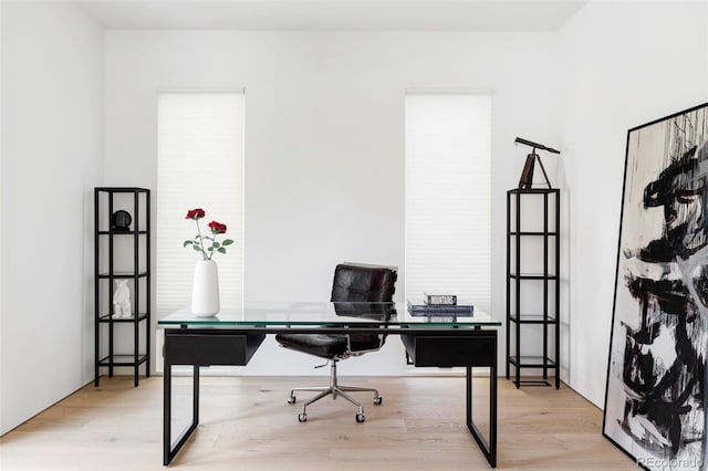 office area featuring light wood-type flooring