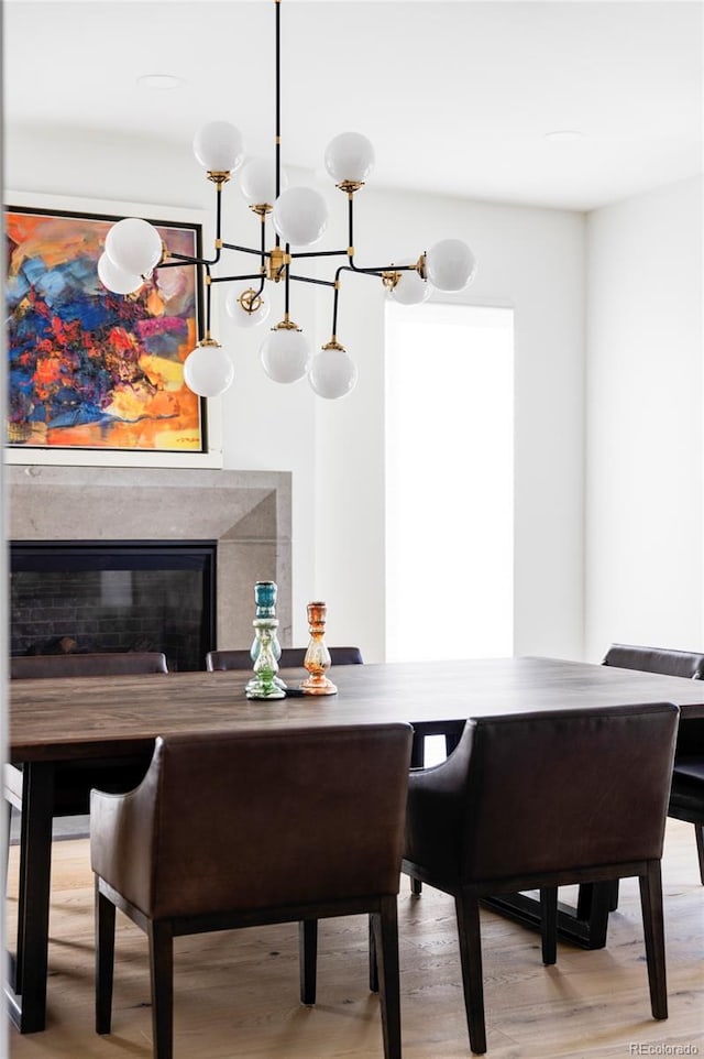 dining area with hardwood / wood-style flooring