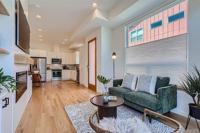 living room featuring light wood-type flooring