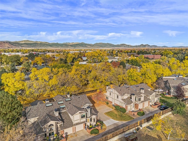 aerial view with a mountain view