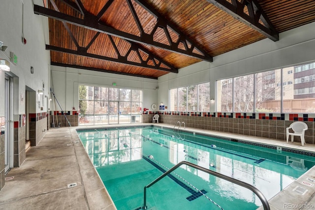 view of swimming pool with ceiling fan