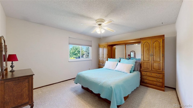 7865 S Lafayette Ct, Centennial, CO 80122 - bedroom featuring light colored carpet, ceiling fan, and a textured ceiling