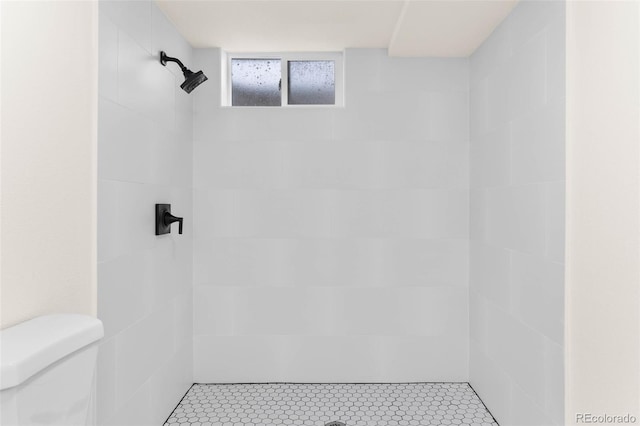 7555 E 22nd Ave, Denver, CO 80207 - bathroom with a tile shower and toilet