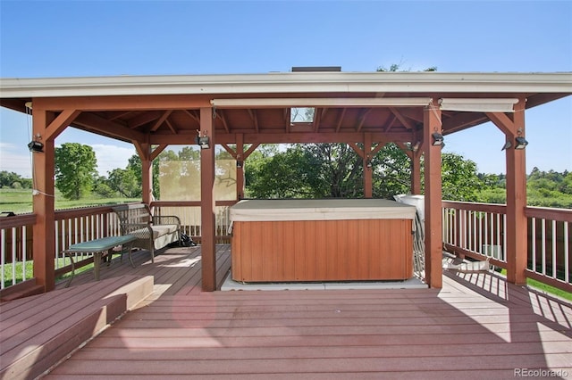 1791 S Laredo St, Aurora, CO 80017 - wooden terrace with a hot tub and a gazebo