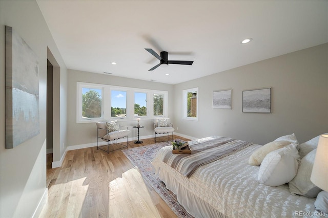 5838 S Louthan St, Littleton, CO 80120 - bedroom with light wood finished floors, a ceiling fan, and recessed lighting