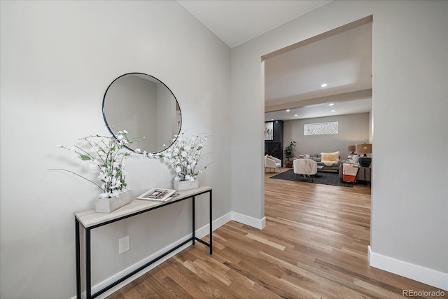 5838 S Louthan St, Littleton, CO 80120 - hallway with wood finished floors and recessed lighting
