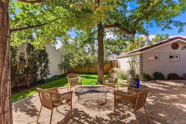 view of patio featuring a fenced backyard