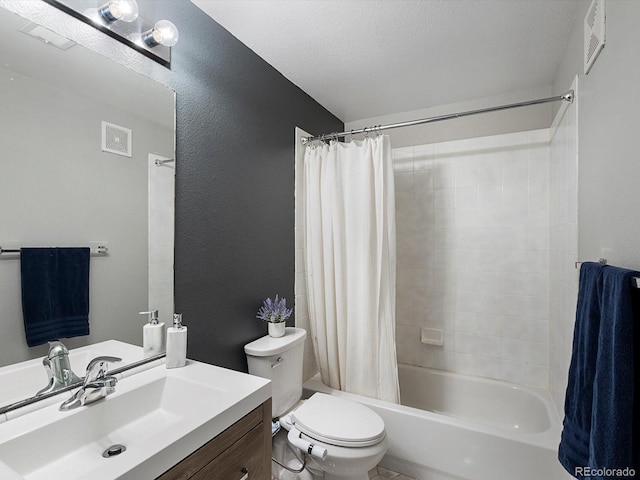 1747 N Pearl St Unit 306, Denver, CO 80203 - full bathroom with toilet, shower / tub combo, vanity, and a textured wall