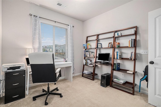 view of carpeted office space