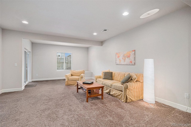 living room featuring carpet