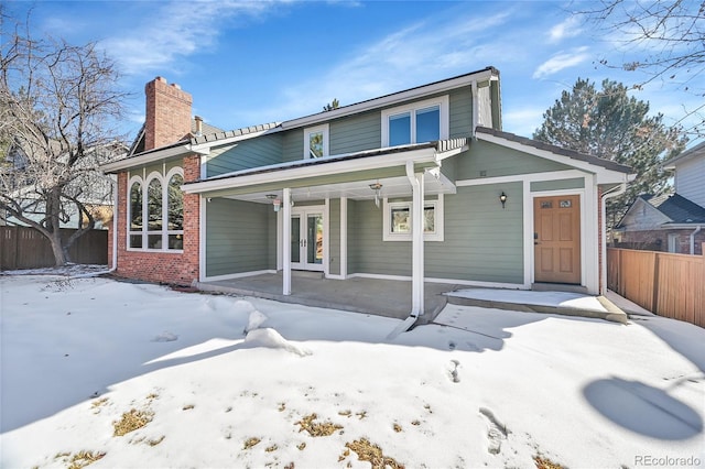 view of front of home with a patio