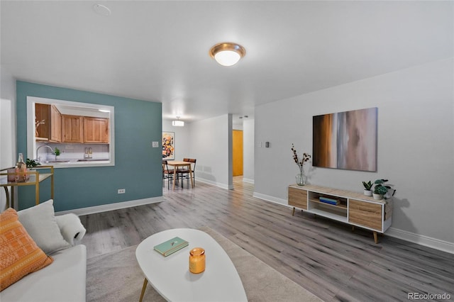 living room with hardwood / wood-style flooring