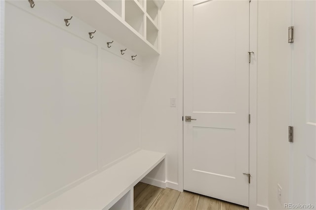 mudroom featuring light hardwood / wood-style flooring