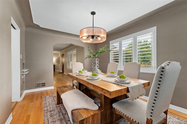 dining room featuring light hardwood / wood-style flooring